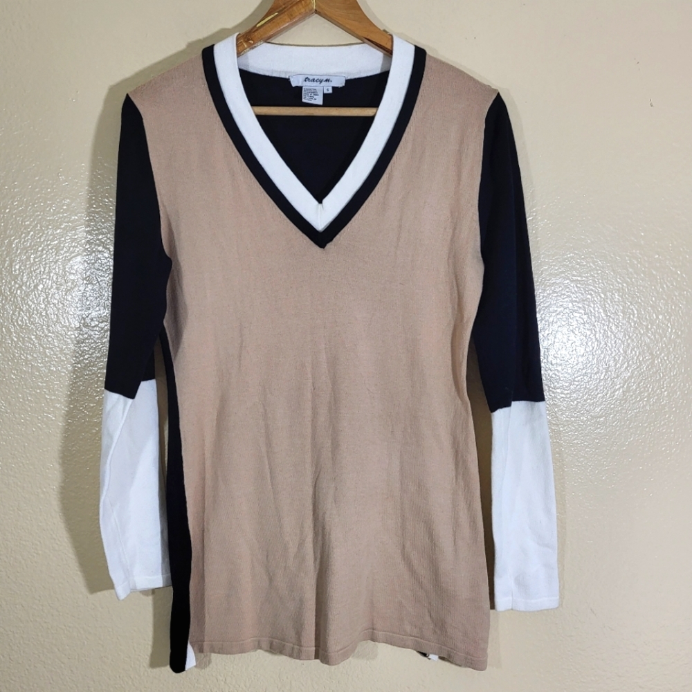 Tracy M Color Block Knit Sweater